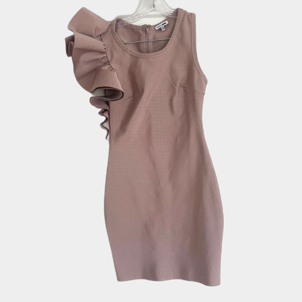 Fashion Nova Bodycon Dress with Ruffles Size S in Golden Rose Color